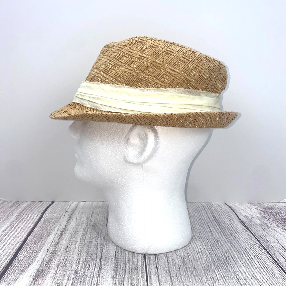 Scala Pronto Fedora Hat With Cream Band Paper Woven One Size